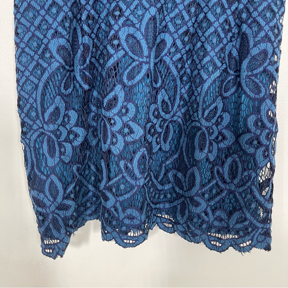 Free People One Million Lovers Lace Mini Dress V-Neckline Blue Sz 2 - Picture 8 of 16
